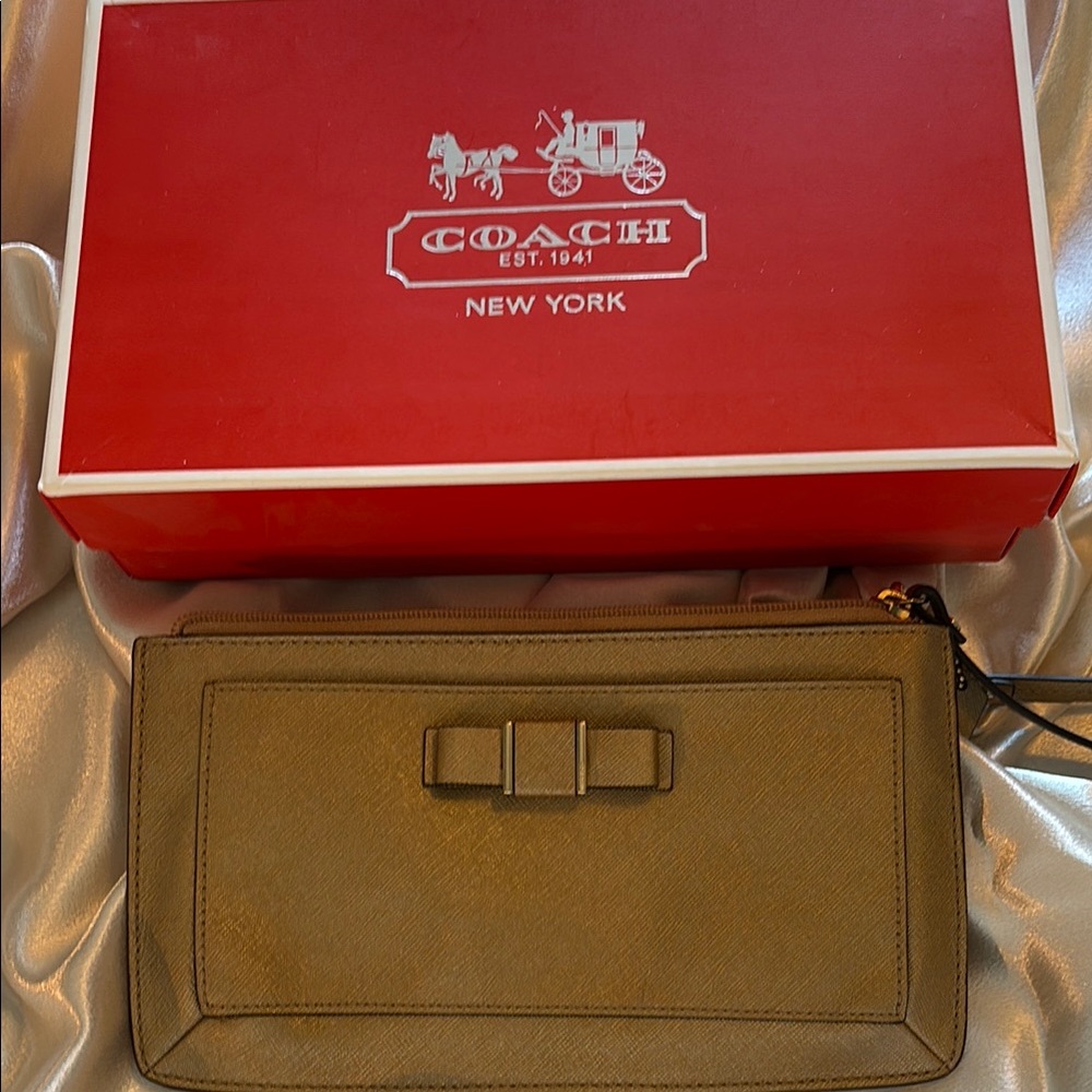 Authentic Coach Gold Wristlet Clutch